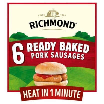 Richmond Ready Baked Pork Sausages 264G 6 Pack